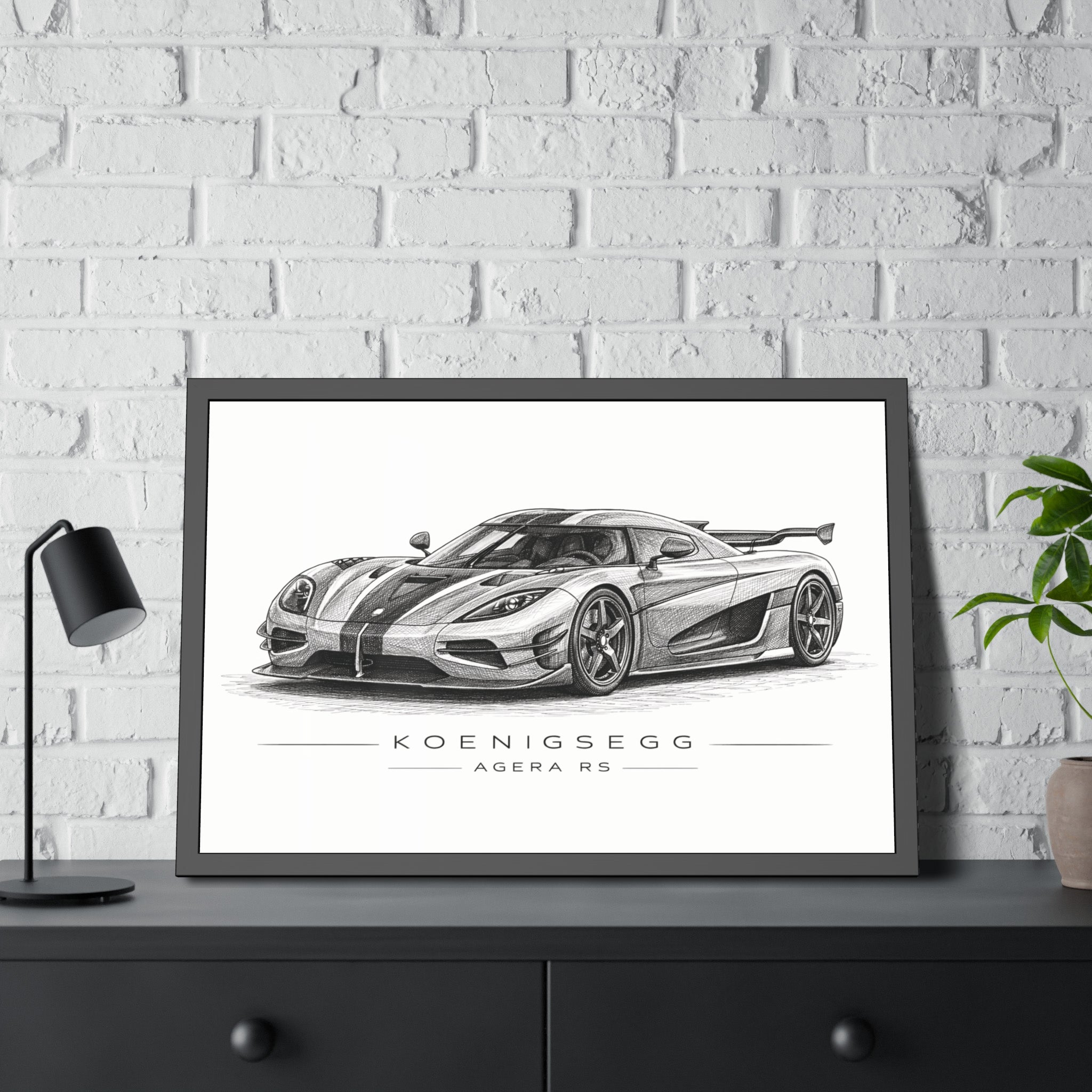 Framed Car Poster — Koenigsegg Agera R S Sketch Print