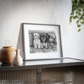 Framed Pet Portrait Poster — Custom Black & White Dog Sketch Matte Print