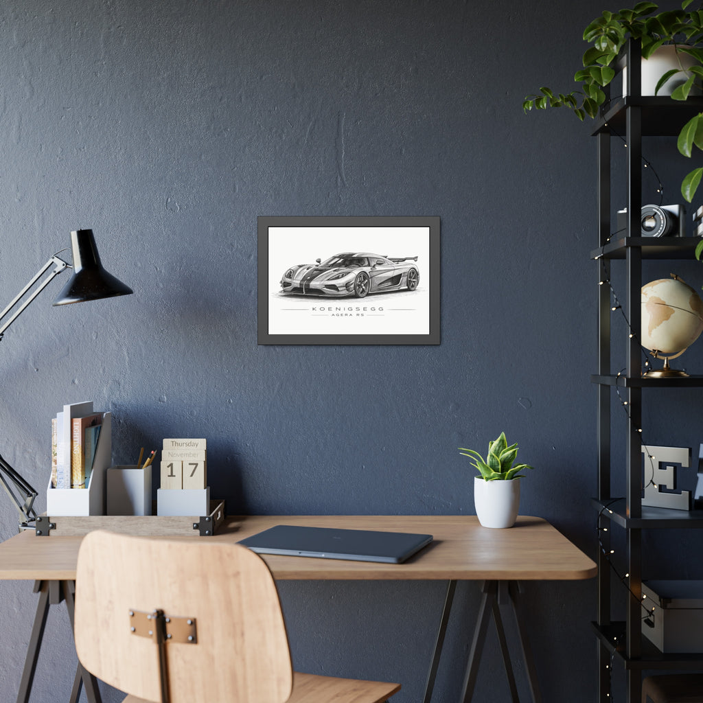 Framed Car Poster — Koenigsegg Agera R S Sketch Print