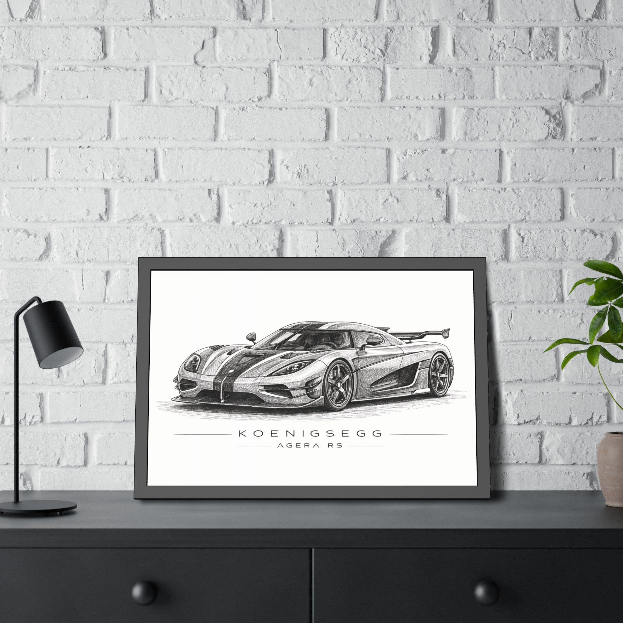 Framed Car Poster — Koenigsegg Agera R S Sketch Print