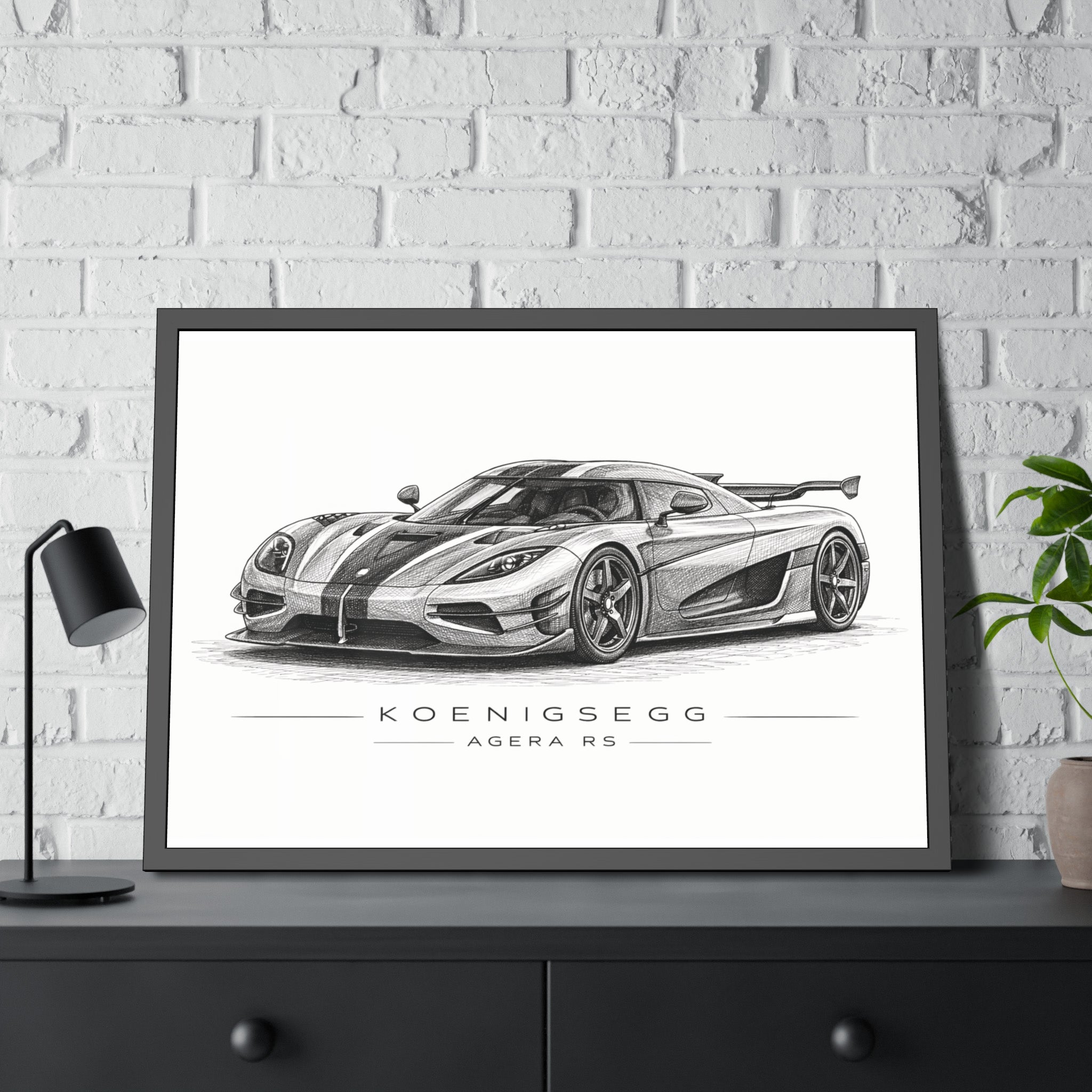 Framed Car Poster — Koenigsegg Agera R S Sketch Print