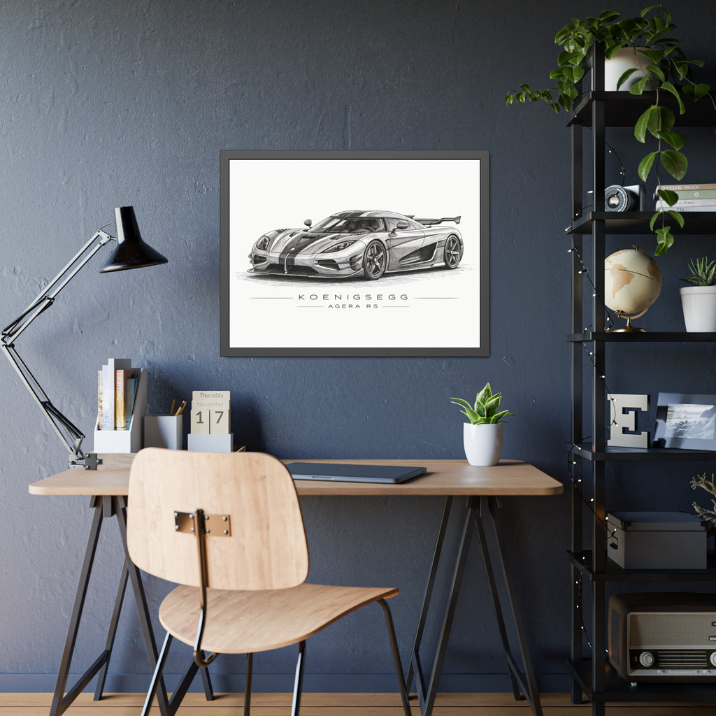Framed Car Poster — Koenigsegg Agera R S Sketch Print